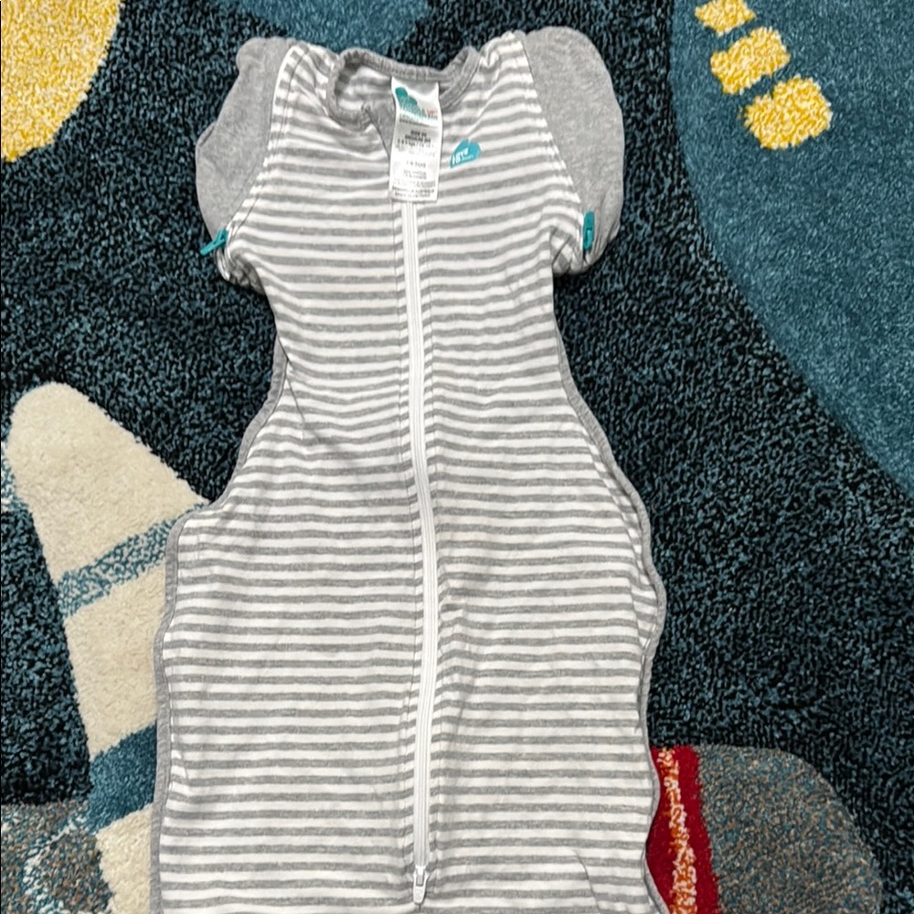 Love to Dream Gray and White Striped Swaddle
